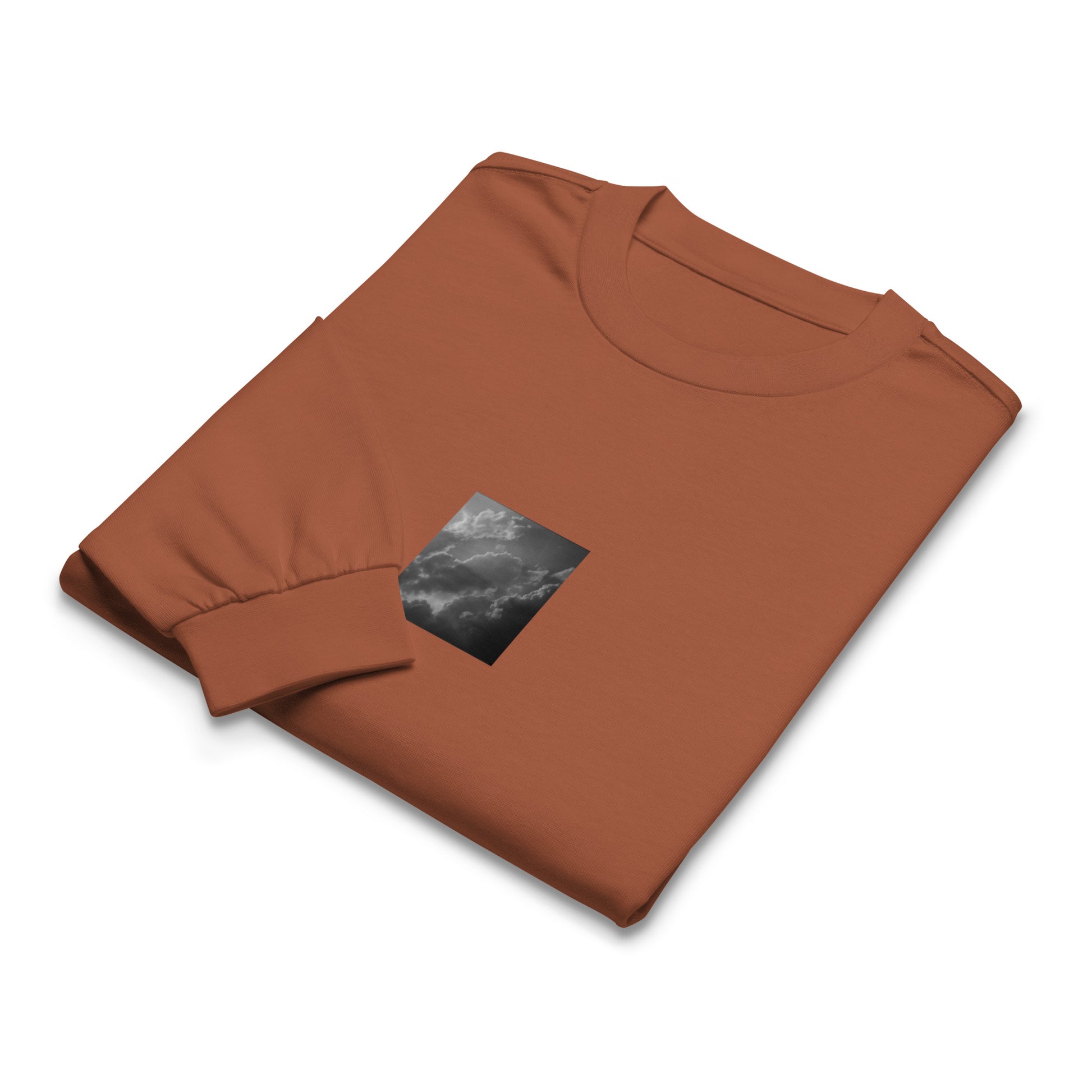 Light Rays through Clouds (B&W) - Premium Heavyweight Long Sleeve Shirt Clay