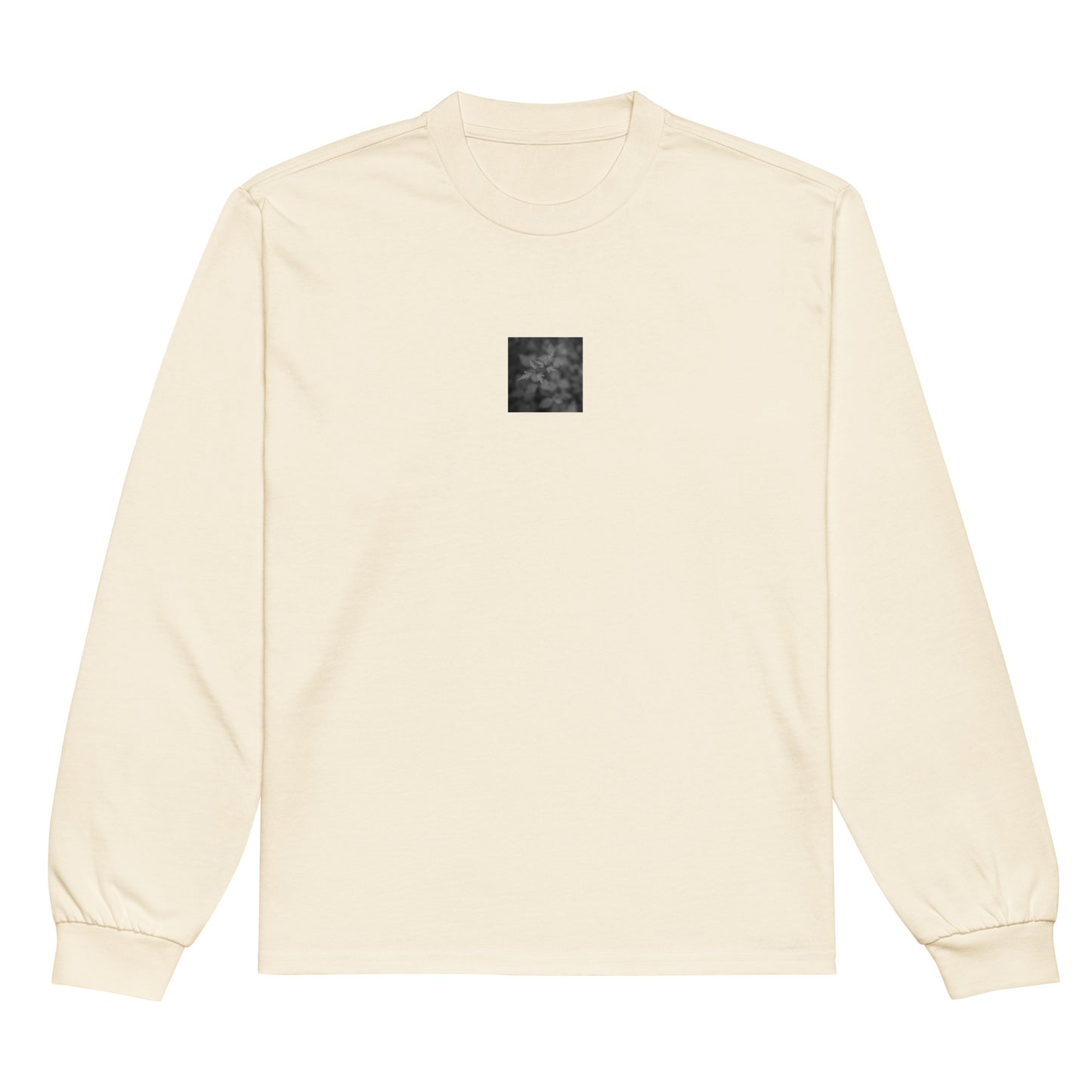Botanical Plant B&W Art – Unisex Premium Heavyweight Long Sleeve Shirt, Ecru, Front View
