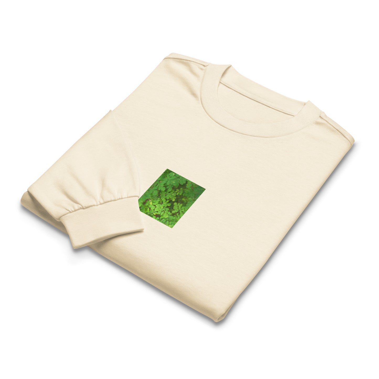 Matsukazesou Botanical Art – Unisex Premium Heavyweight Long Sleeve Shirt, Ecru, Front View
