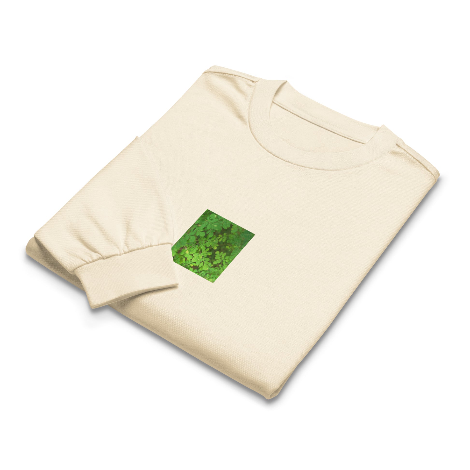 Matsukazesou Botanical Art – Unisex Premium Heavyweight Long Sleeve Shirt, Ecru, Front View