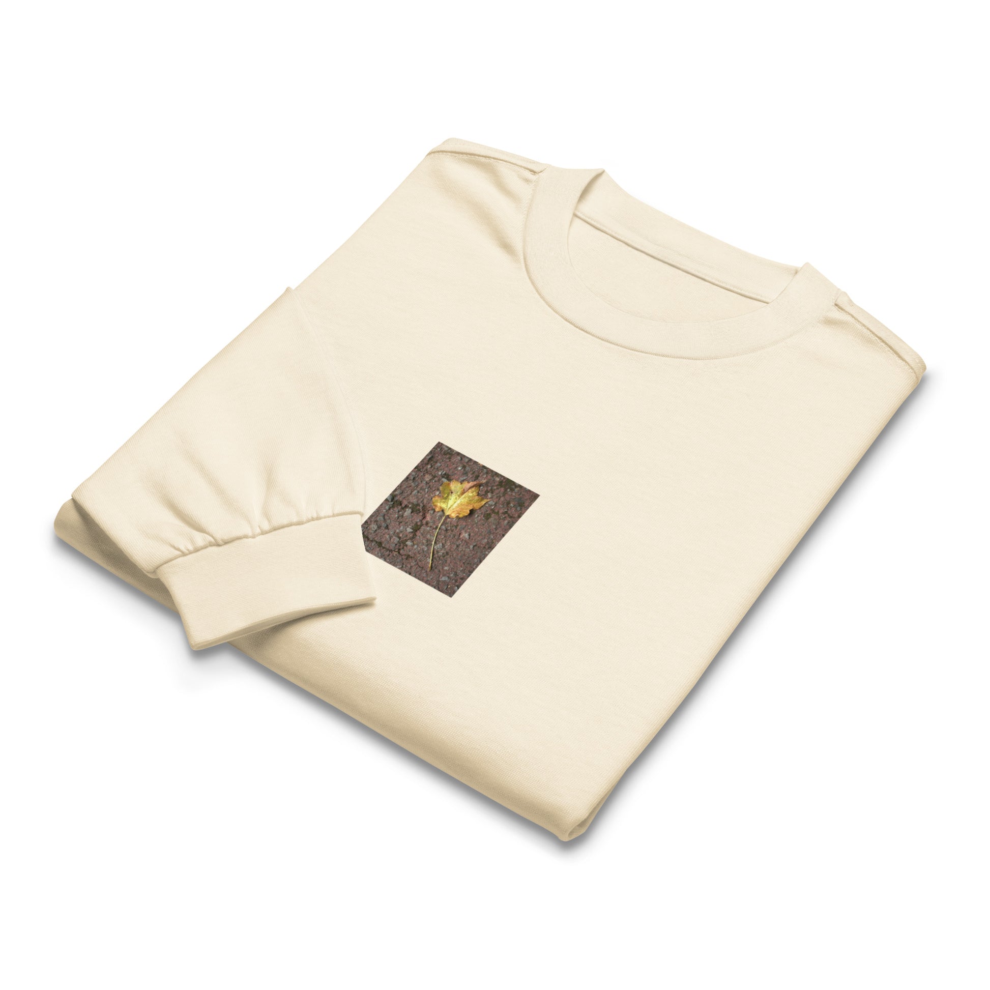 Maple Leaf Botanical Art – Unisex Premium Heavyweight Long Sleeve Shirt, Ecru, Front View