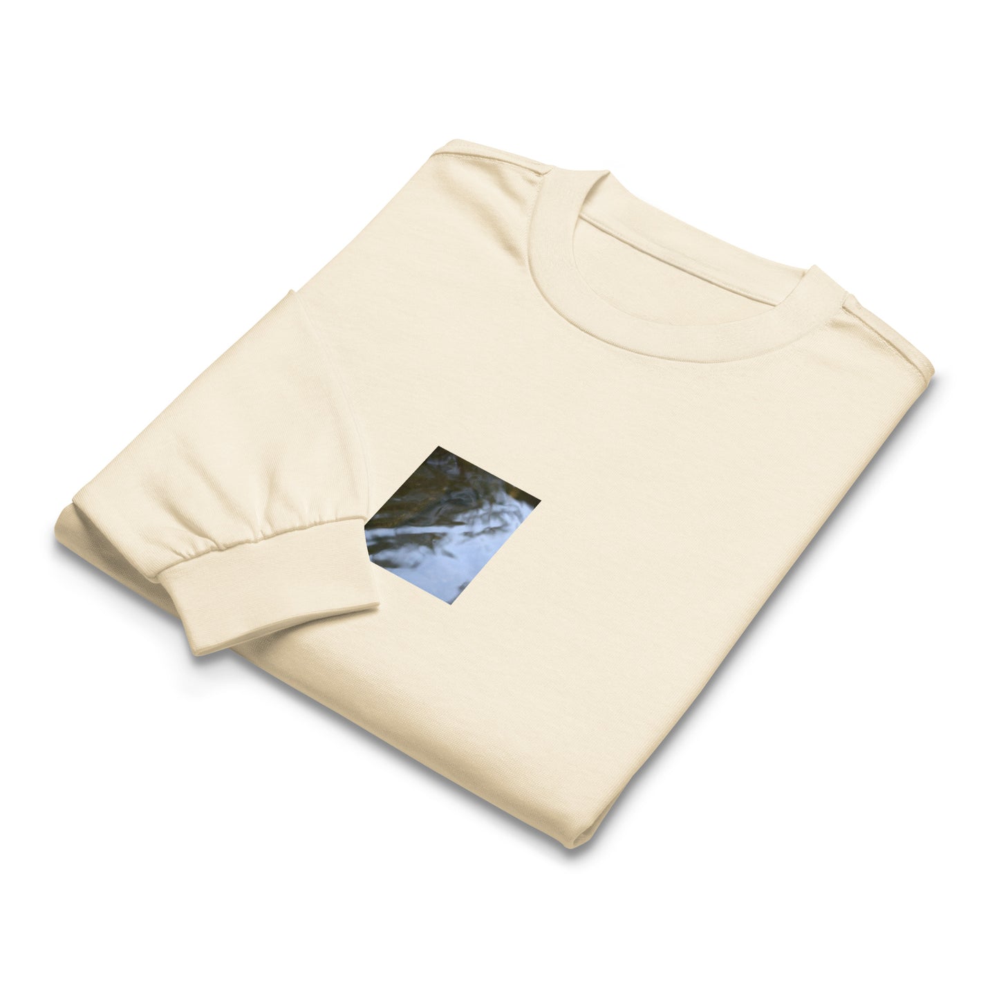 River Surface Botanical Art – Unisex Premium Heavyweight Long Sleeve Shirt, Ecru, Front View