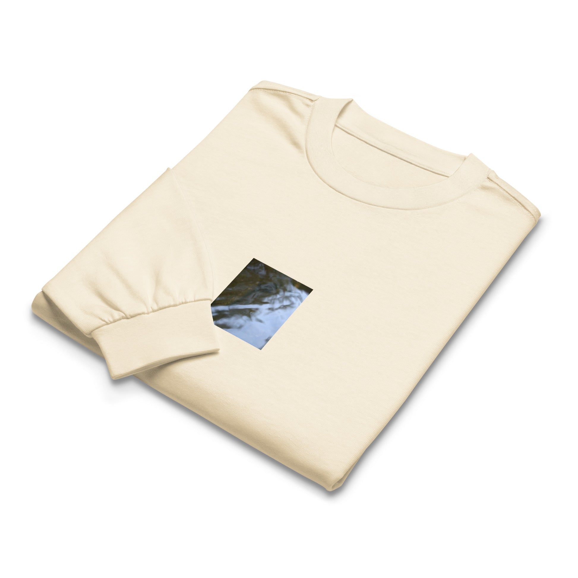 River Surface Botanical Art – Unisex Premium Heavyweight Long Sleeve Shirt, Ecru, Front View