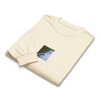 River Surface Botanical Art – Unisex Premium Heavyweight Long Sleeve Shirt, Ecru, Front View