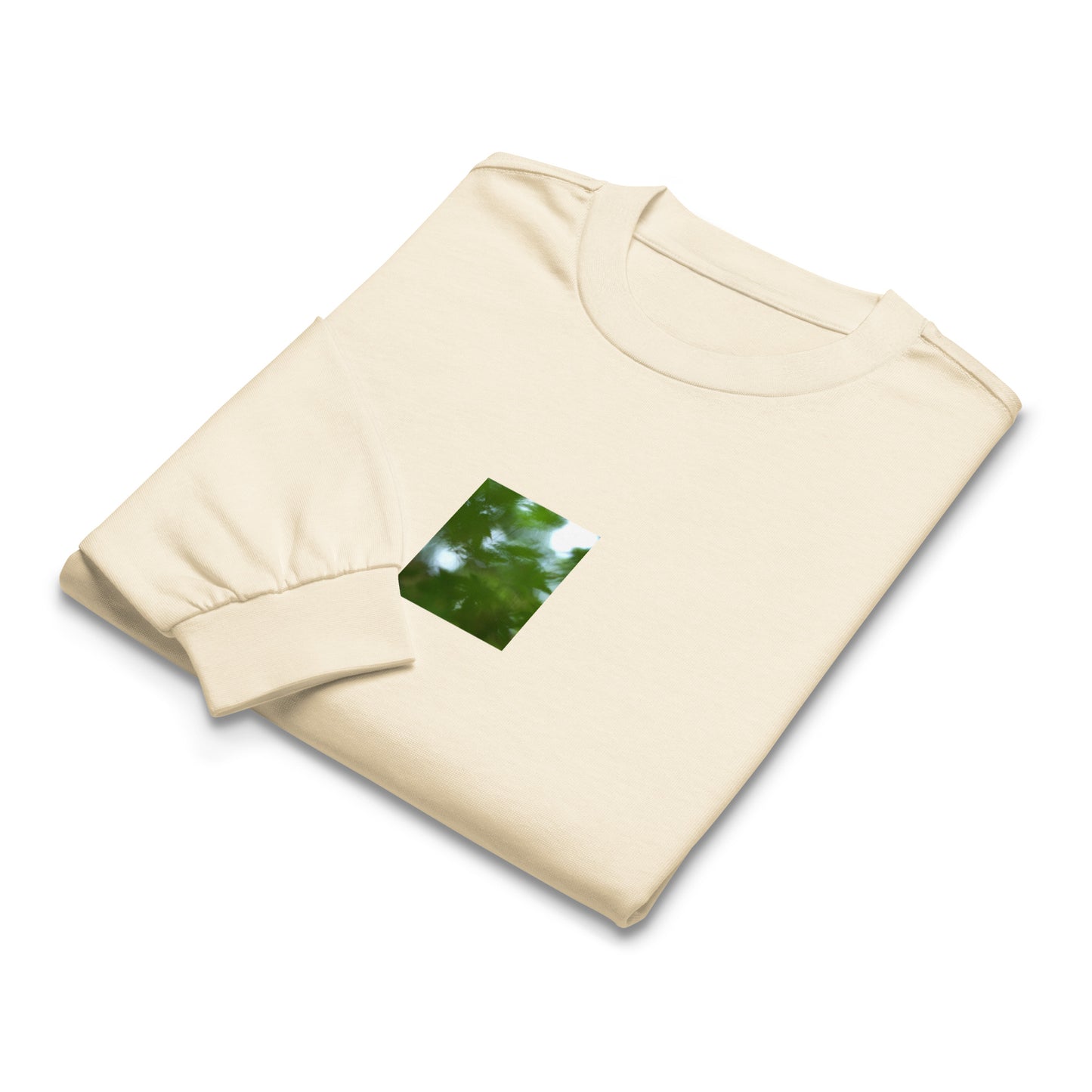 Maple Abstraction Botanical Art – Unisex Premium Heavyweight Long Sleeve Shirt, Ecru, Front View