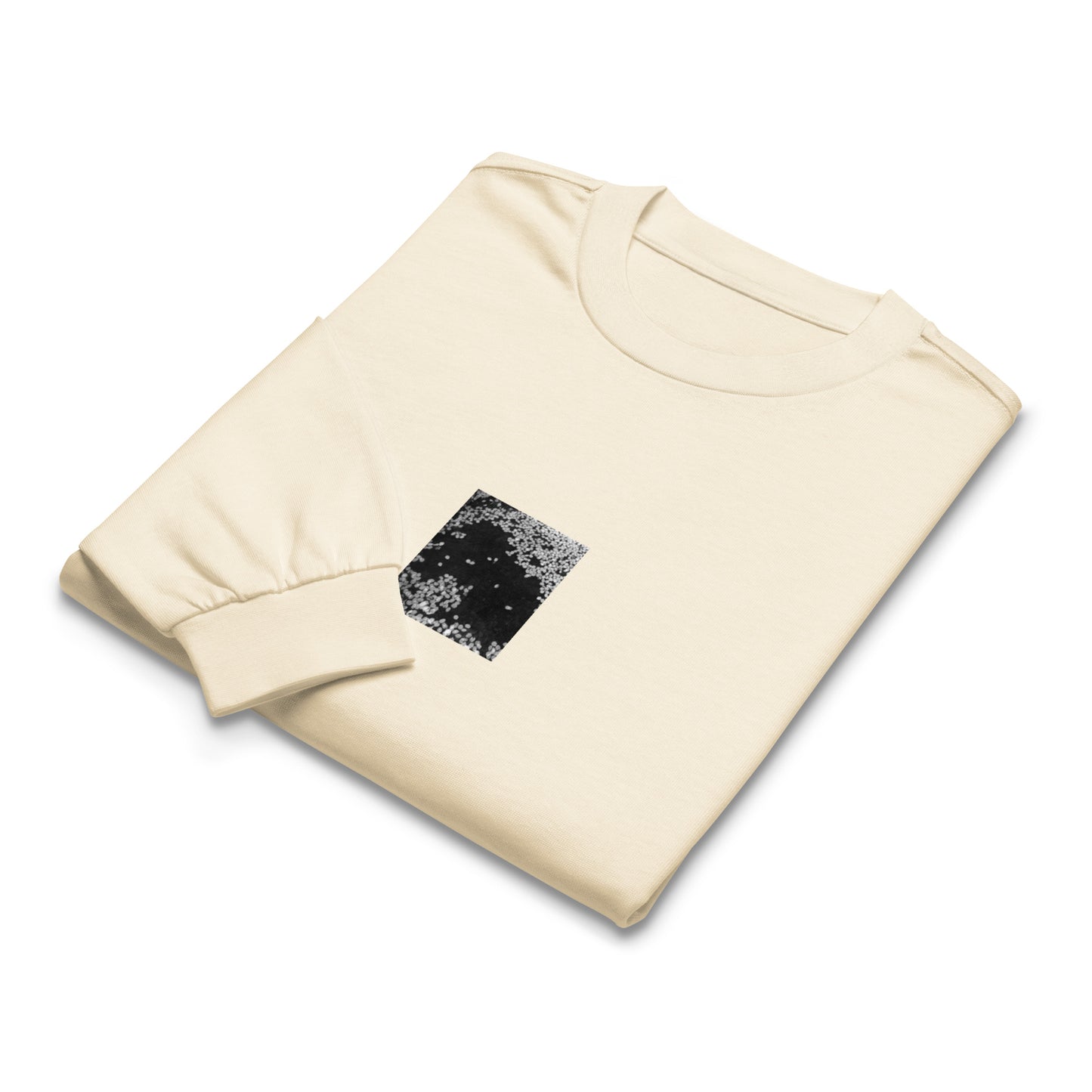 Cherry Blossoms (B&W) Art – Premium Heavyweight Long Sleeve Shirt, Ecru, Front View