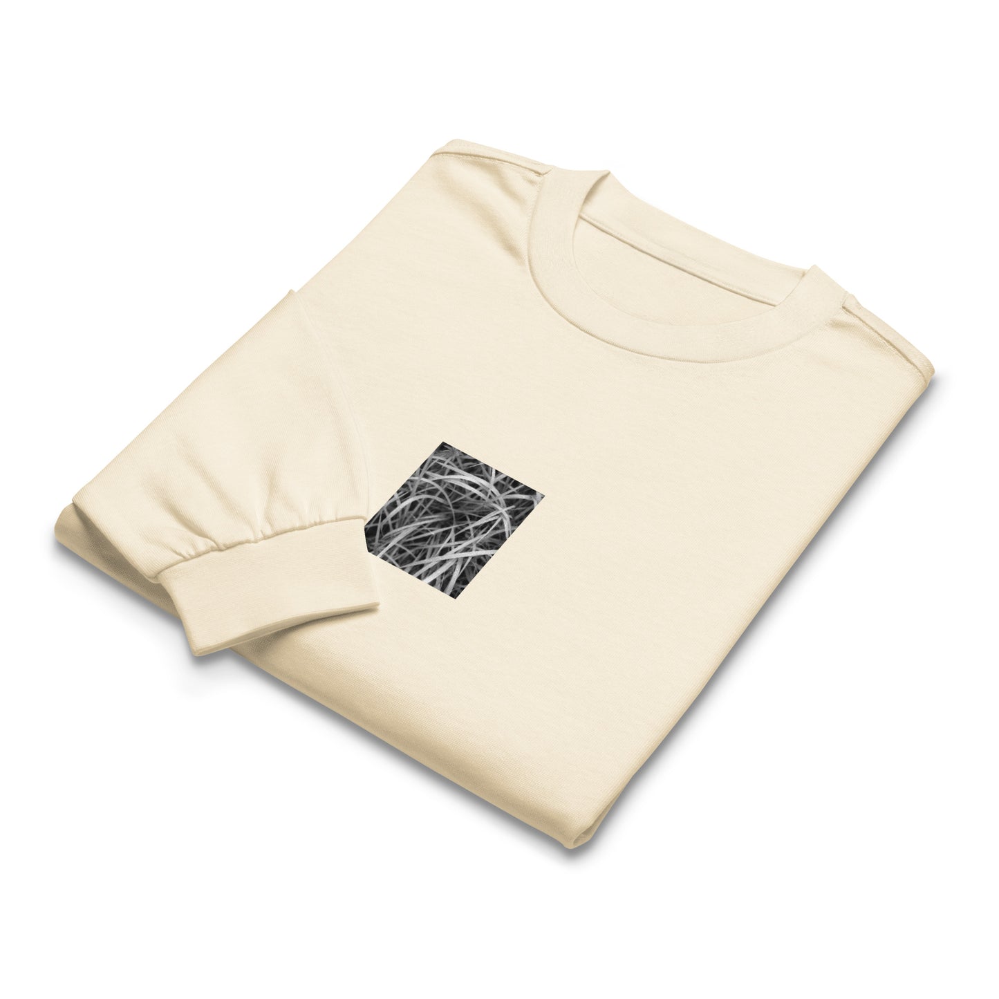 Weeds (B&W) Art – Premium Heavyweight Long Sleeve Shirt, Ecru, Front View