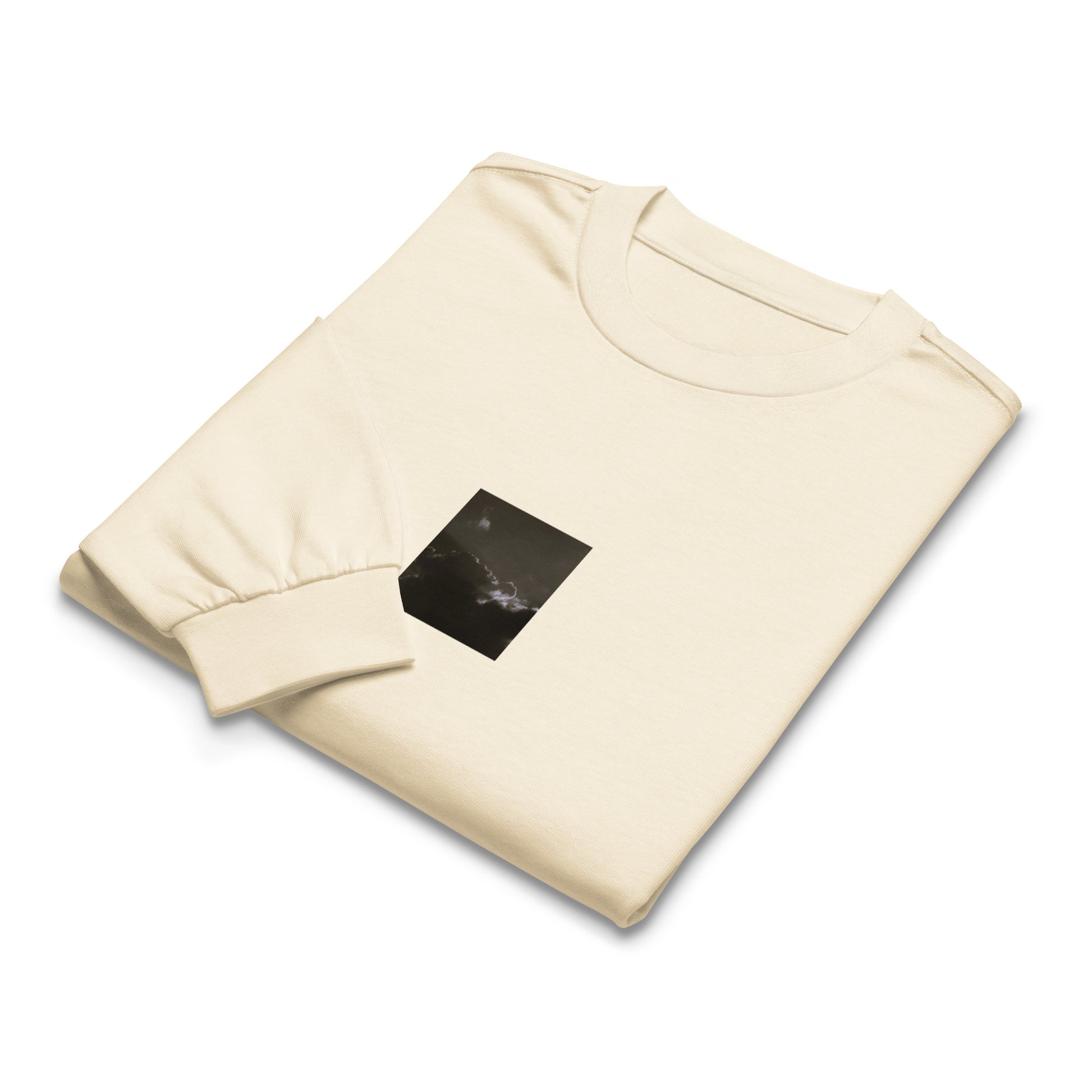 Light Rays through Clouds (B&W) - Premium Heavyweight Long Sleeve Shirt, Ecru, Front View