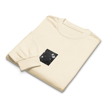 Balloon Flower (B&W) - Premium Heavyweight Long Sleeve Shirt, Ecru, Front View