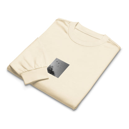 Leaves Dancing in Wind (B&W) - Premium Heavyweight Long Sleeve Shirt Ecru
