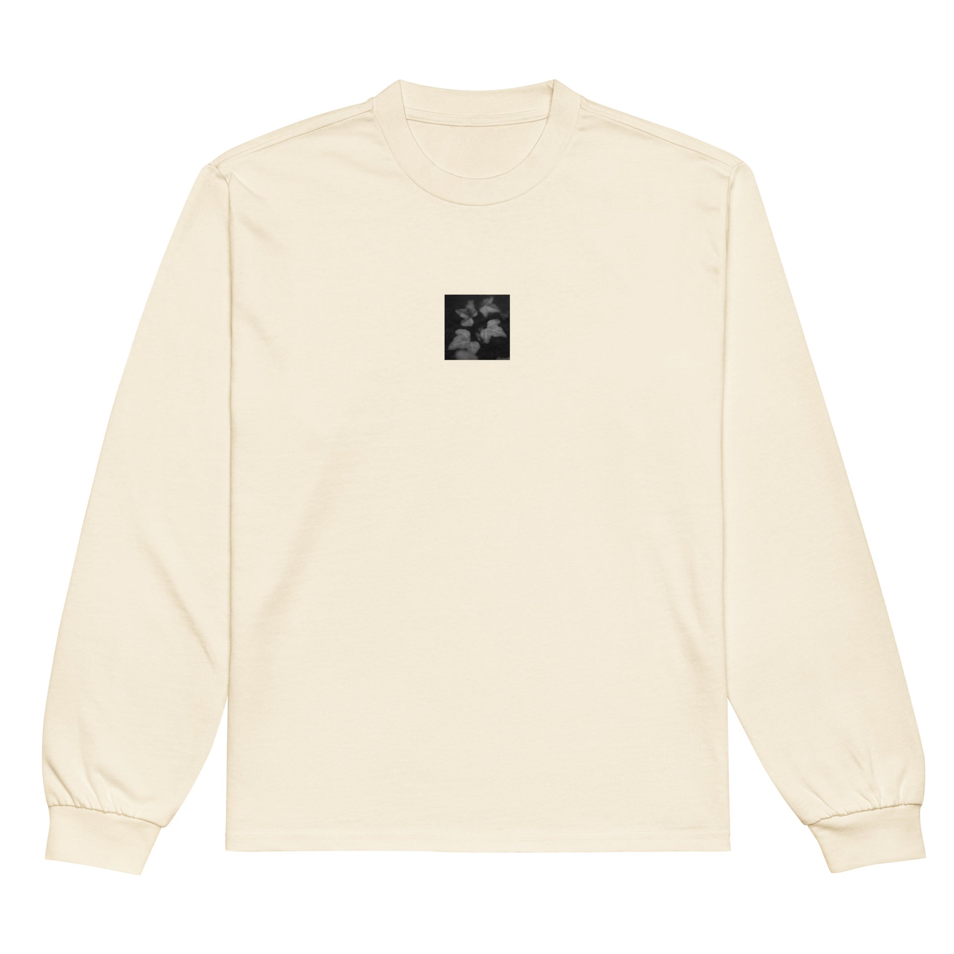 Ivy Botanical B&W Art – Unisex Premium Heavyweight Long Sleeve Shirt, Ecru, Front View