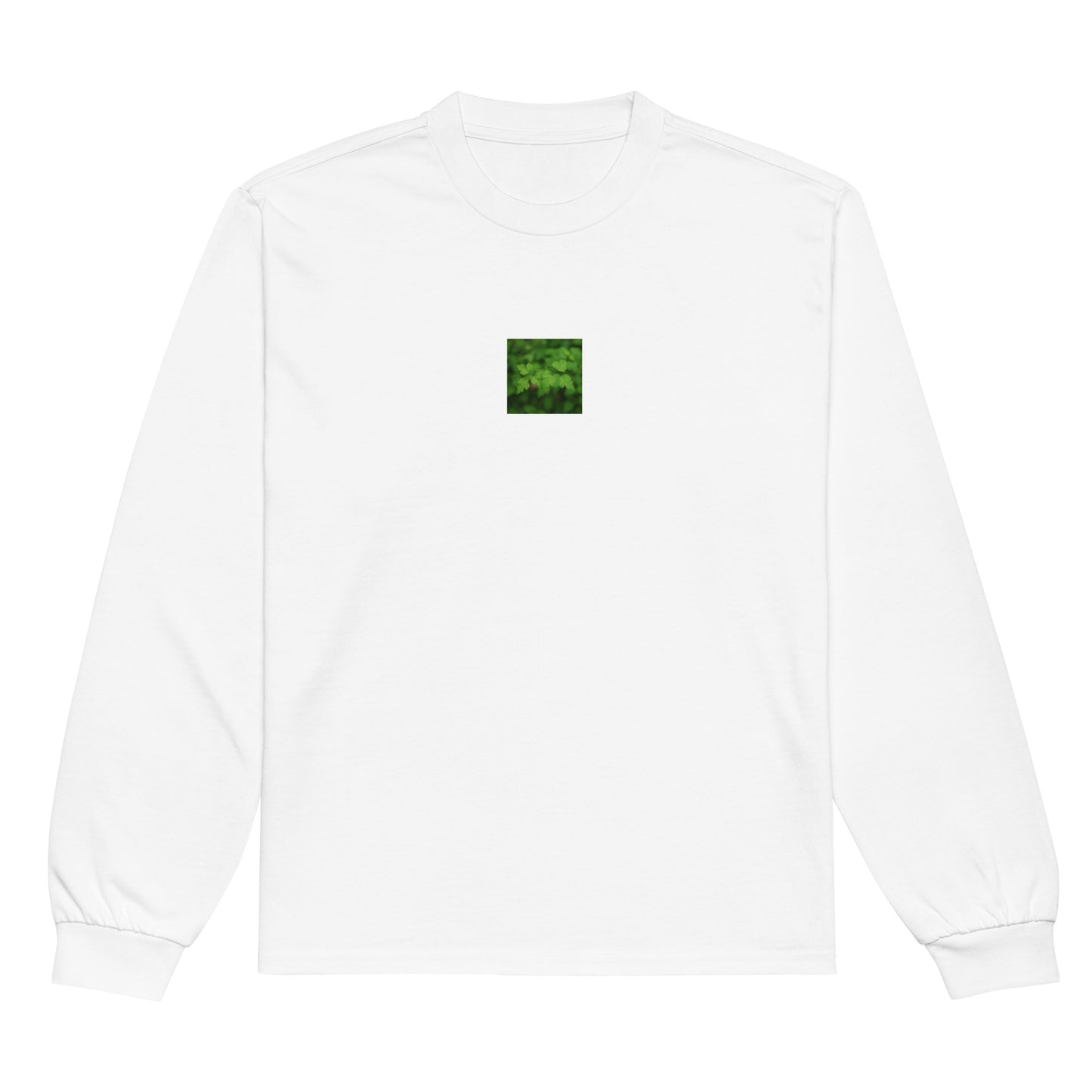 White premium heavyweight long sleeve shirt with monochrome botanical plants print – seiartinc

