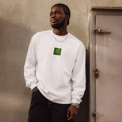 Botanical Plant Art – Premium Heavyweight Long Sleeve Shirt, White, Front View
