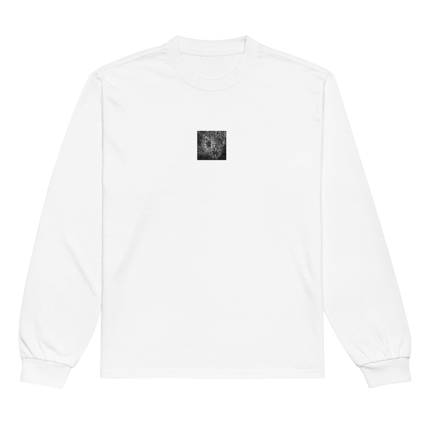 Red Spider Lily B&W Art – Premium Heavyweight Long Sleeve Shirt, White, Front View