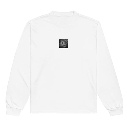 Red Spider Lily B&W Art – Premium Heavyweight Long Sleeve Shirt, White, Front View