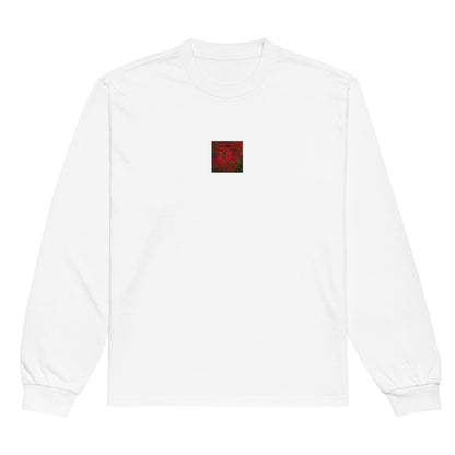 Red Spider Lily Botanical Art – Premium Heavyweight Long Sleeve Shirt, White, Front View