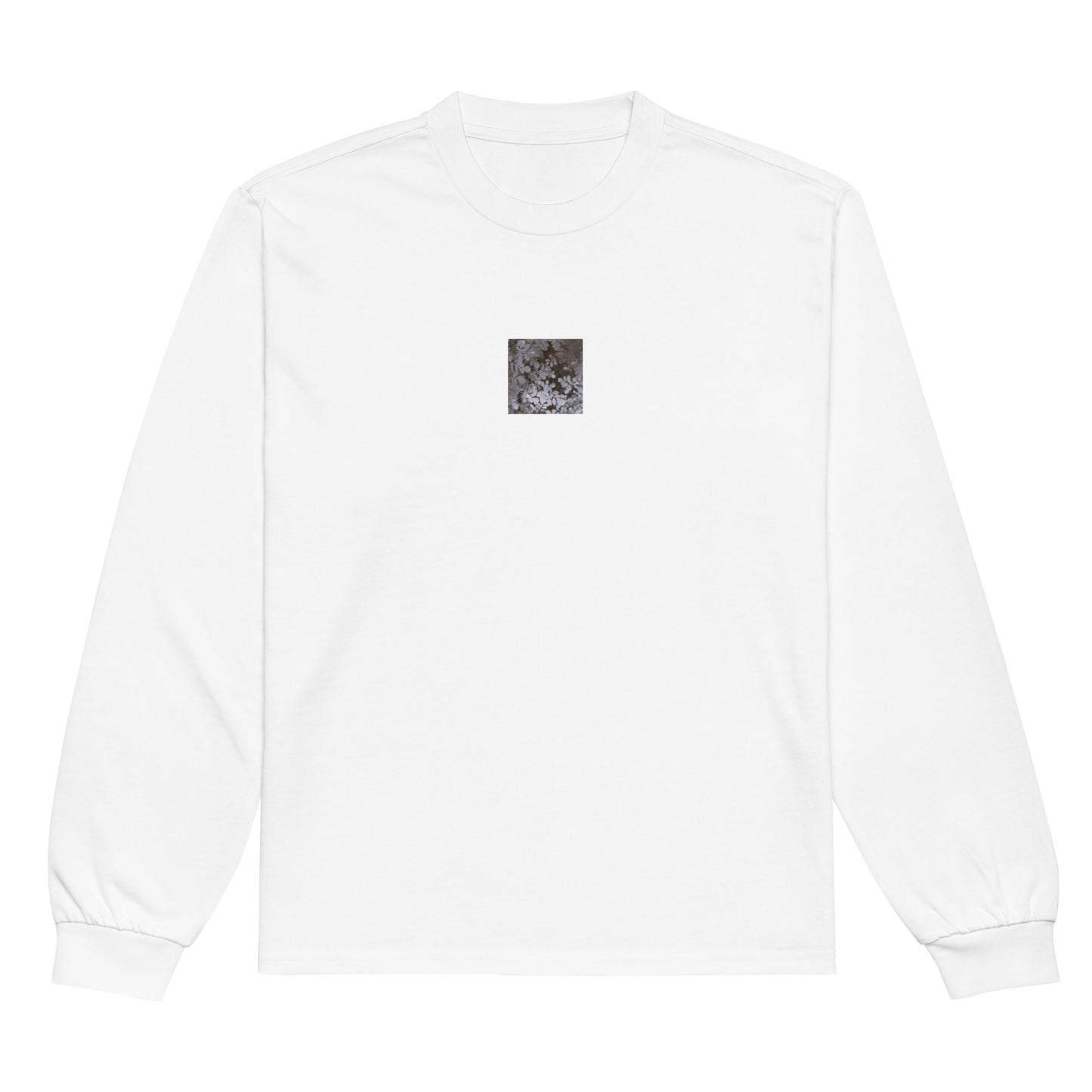 Matsukazesou Botanical B&W Art – Unisex Premium Heavyweight Long Sleeve Shirt, White, Front View