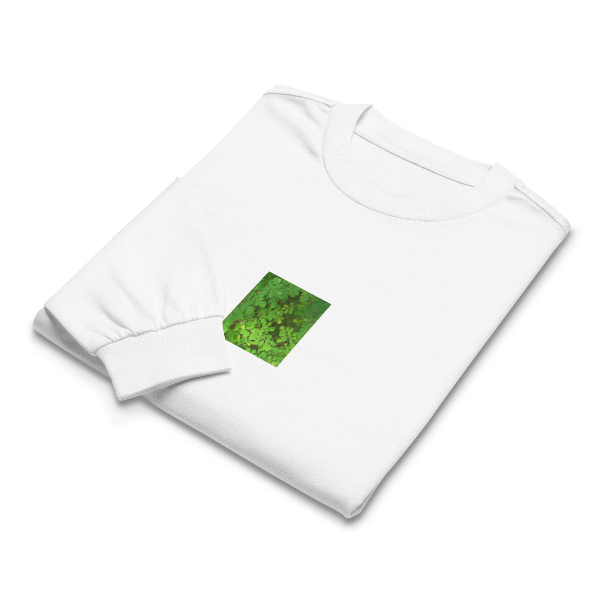 Matsukazesou Botanical Art – Unisex Premium Heavyweight Long Sleeve Shirt, White, Front View