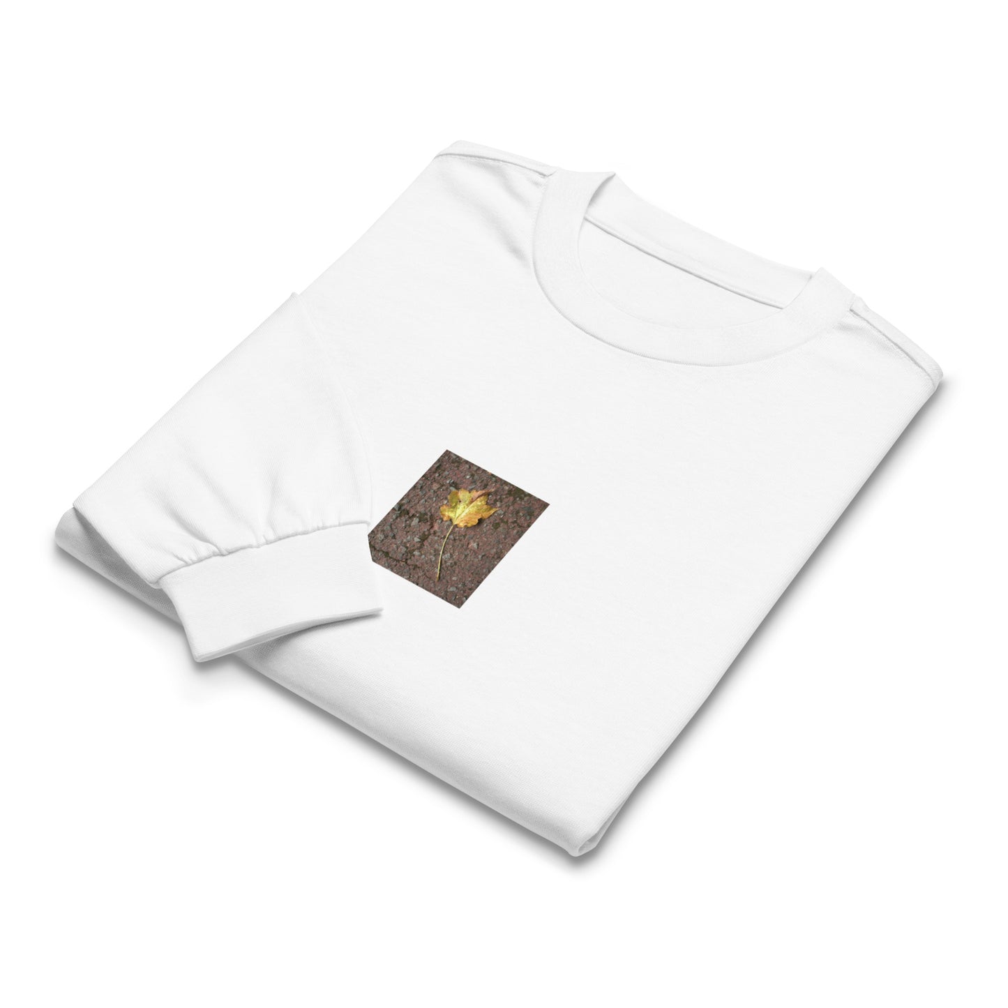Maple Leaf Botanical Art – Unisex Premium Heavyweight Long Sleeve Shirt, White, Front View