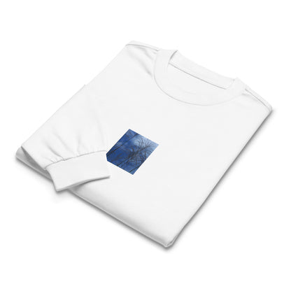 Silver Grass Cluster Botanical Art – Unisex Premium Heavyweight Long Sleeve Shirt, White, Front View