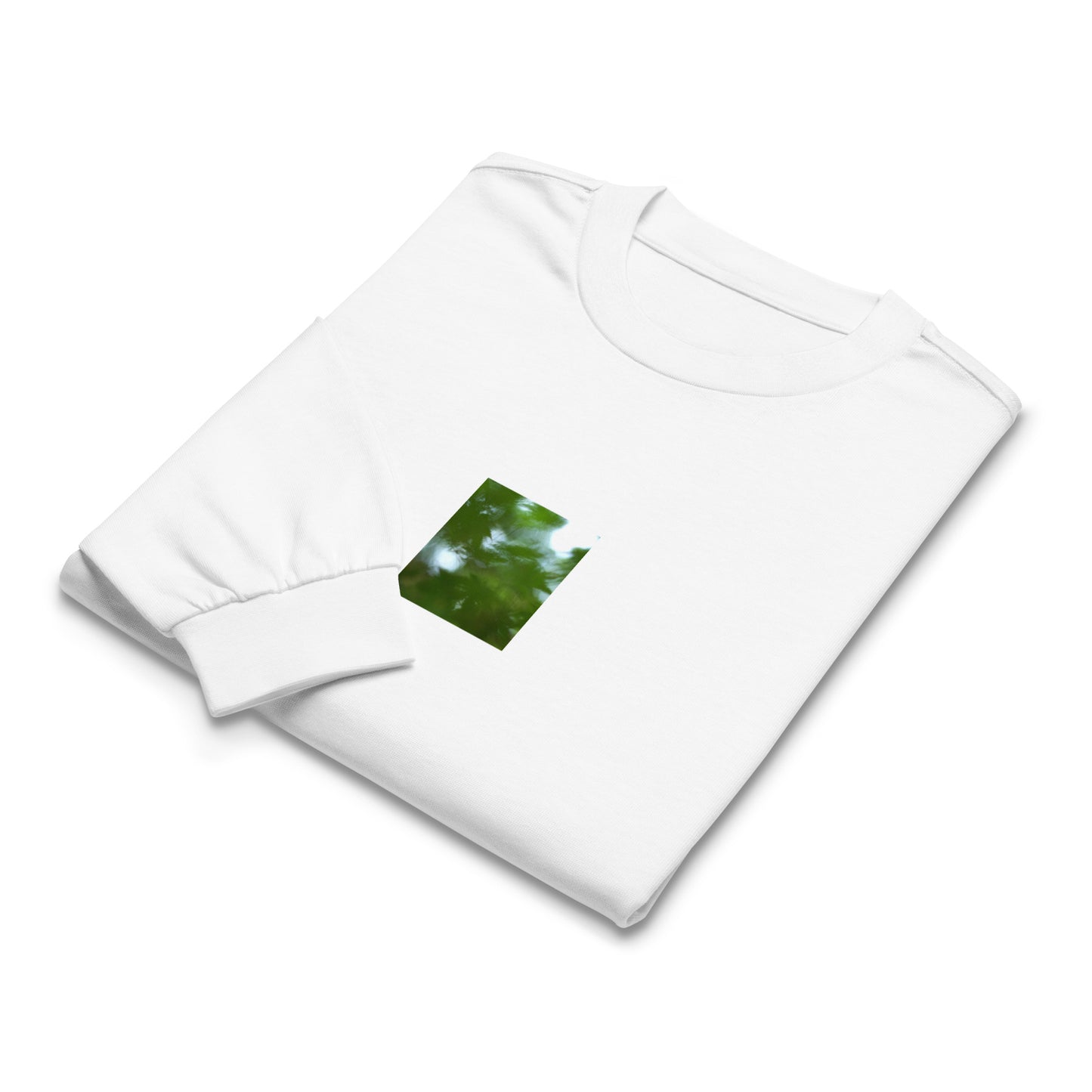 Maple Abstraction Botanical Art – Unisex Premium Heavyweight Long Sleeve Shirt, White, Front View