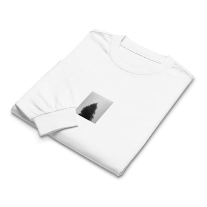 Fog and Tree (B&W) Art – Premium Heavyweight Long Sleeve Shirt, White, Front View