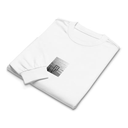 Decayed Pier (B&W) - Premium Heavyweight Long Sleeve Shirt, White, Front View
