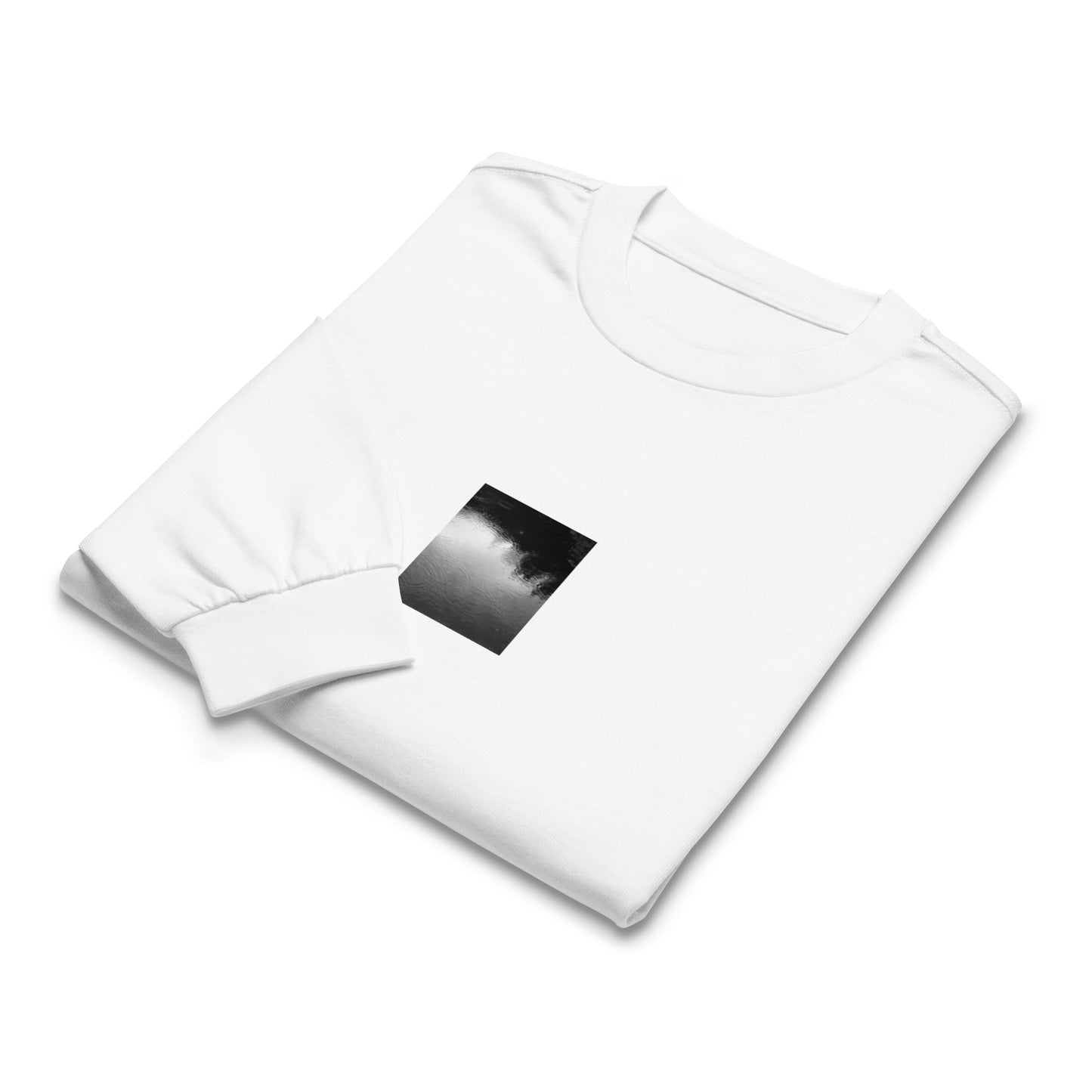 Ripples in Puddle B and W Long Sleeve Shirt White