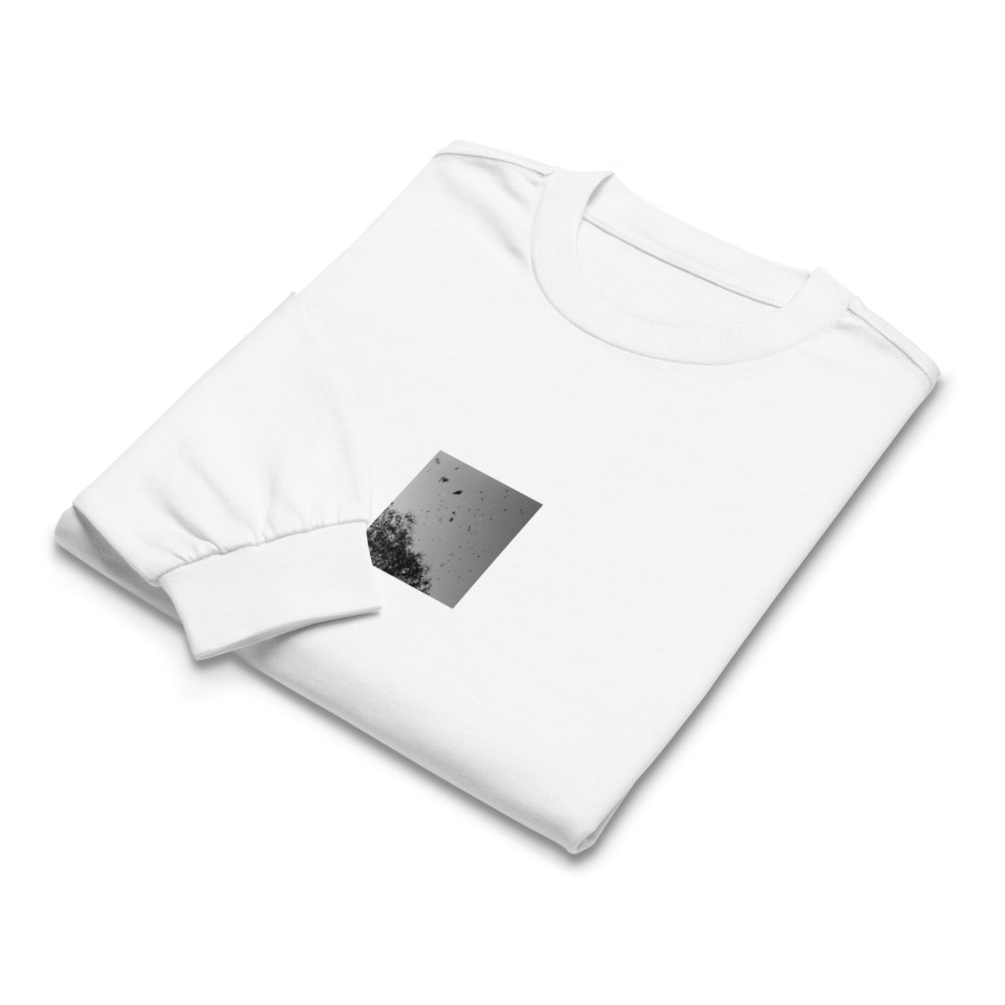 Leaves Dancing in Wind (B&W) - Premium Heavyweight Long Sleeve Shirt White