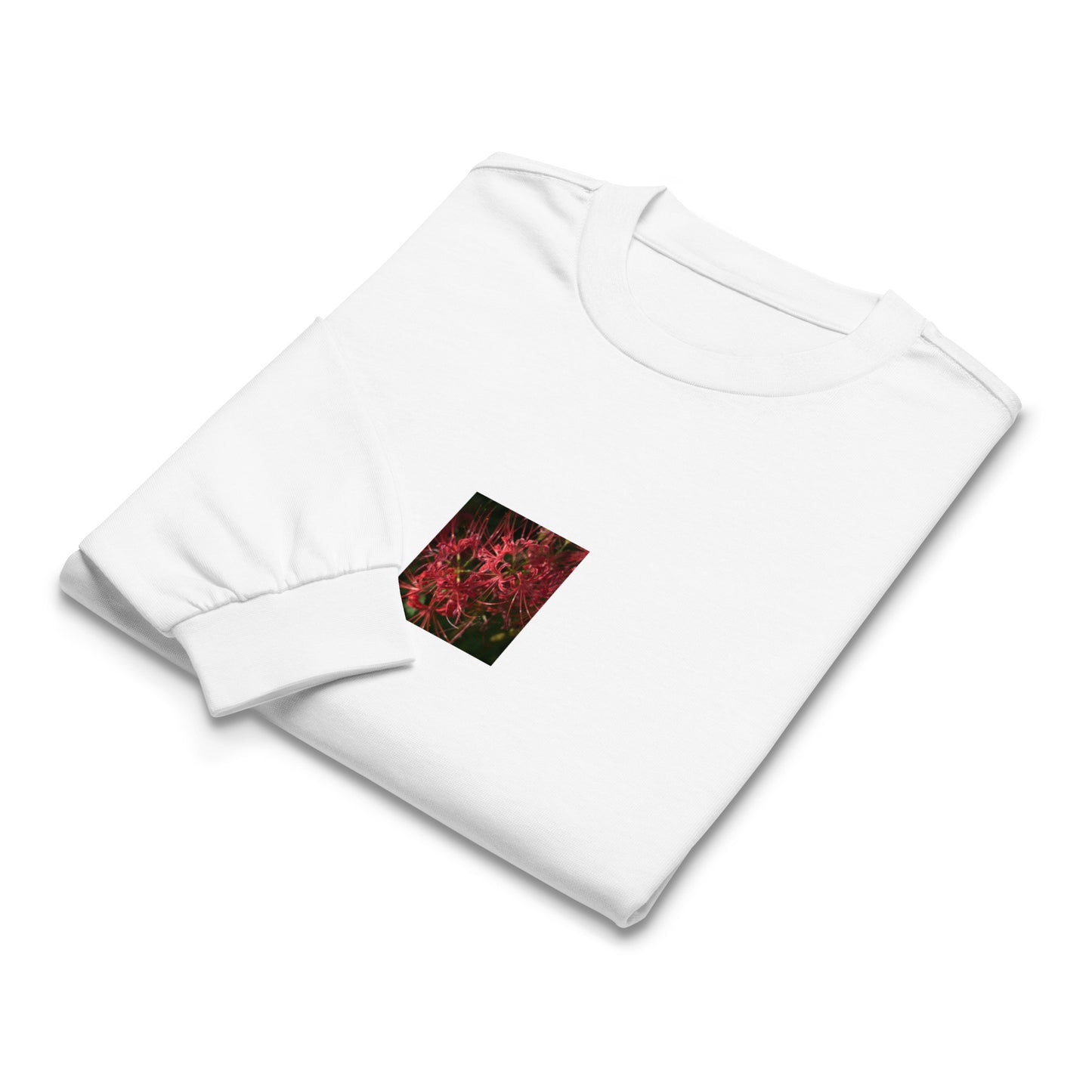 Red Spider Lily long sleeve shirt, white
