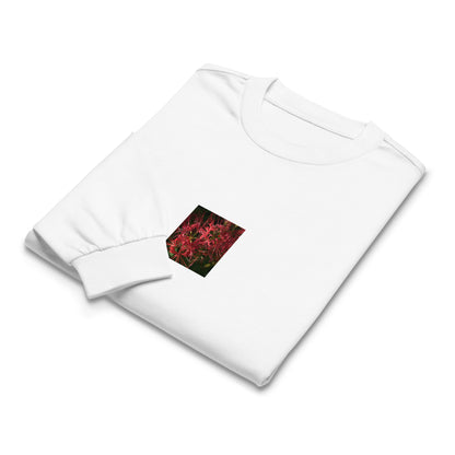 Red Spider Lily long sleeve shirt, white