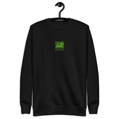 Unisex Premium Sweatshirt in Black – plants botanical art print, detail view
