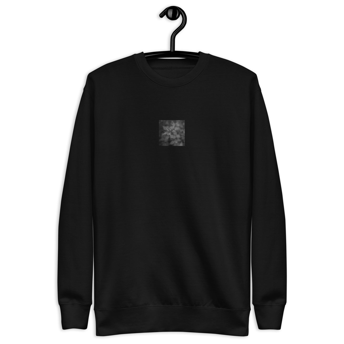 Botanical Plant B&W Art – Unisex Premium Sweatshirt, Black, Front View
