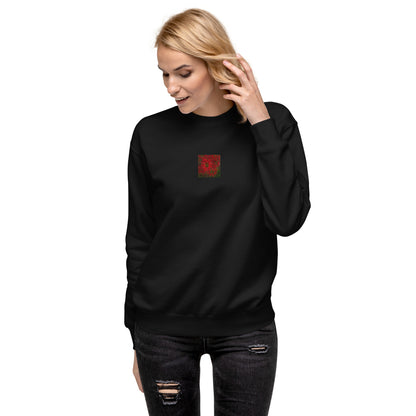 Red Spider Lily Botanical Art – Unisex Premium Sweatshirt, Black, Front View