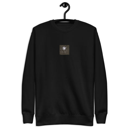 Maple Leaf Botanical B&W Art – Unisex Premium Sweatshirt, Black, Front View
