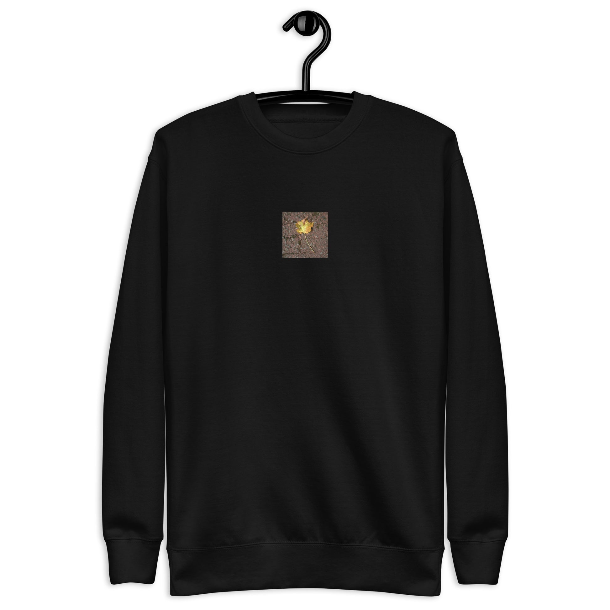 Maple Leaf Botanical Art – Unisex Premium Sweatshirt, Black, Front View
