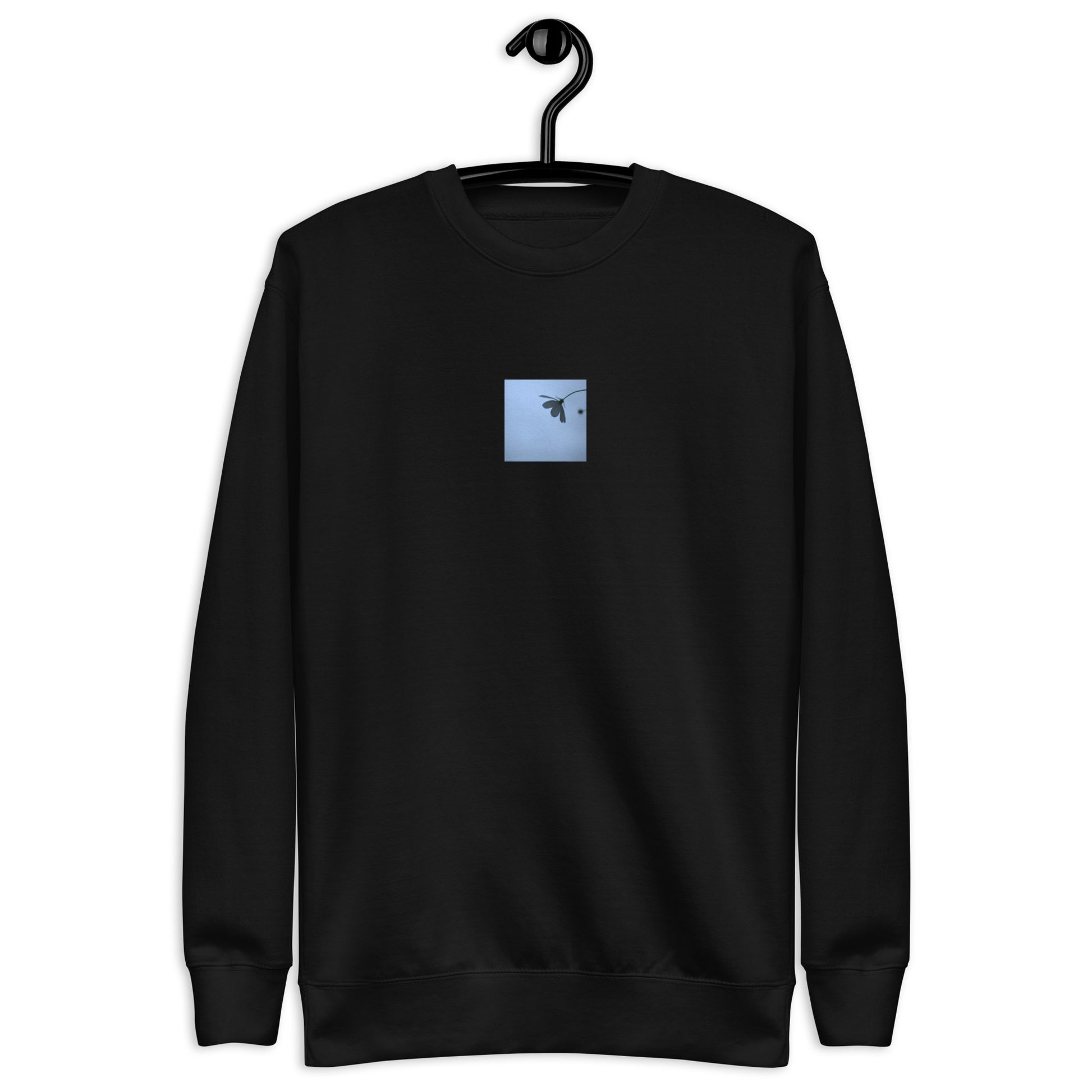 Cosmos Flower Botanical Art – Unisex Premium Sweatshirt, Black, Front View