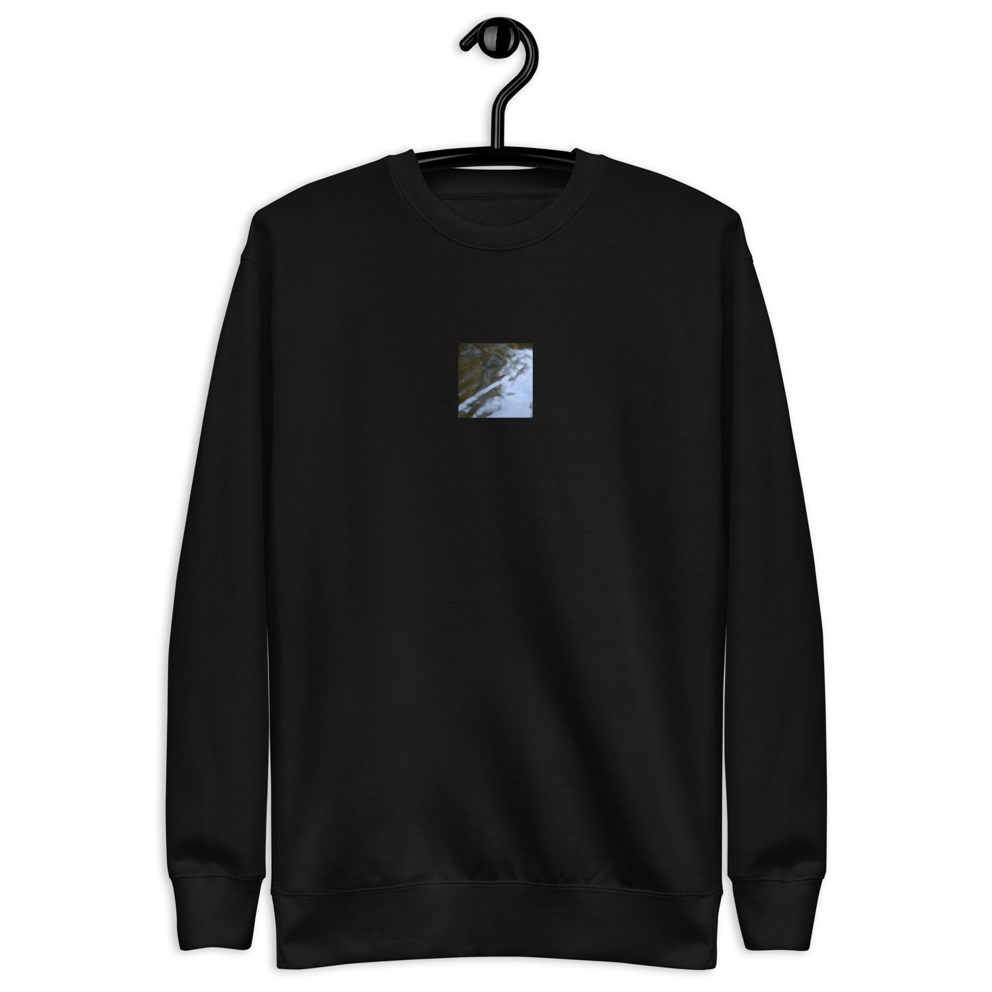River Surface Botanical Art – Unisex Premium Sweatshirt, Black, Front View