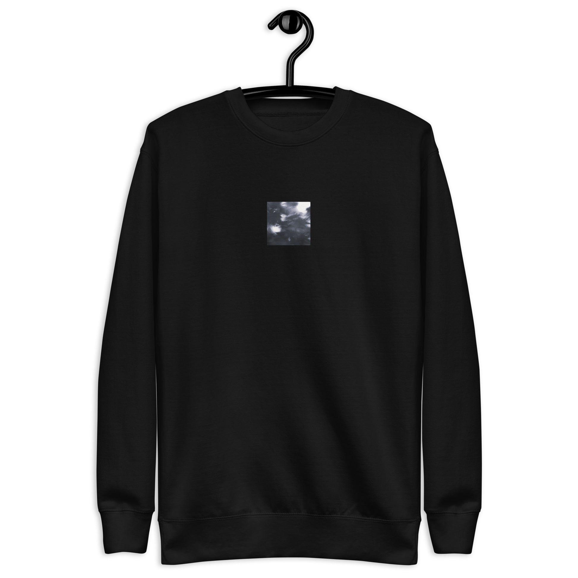 Maple Abstraction Botanical B&W Art – Unisex Premium Sweatshirt, Black, Front View