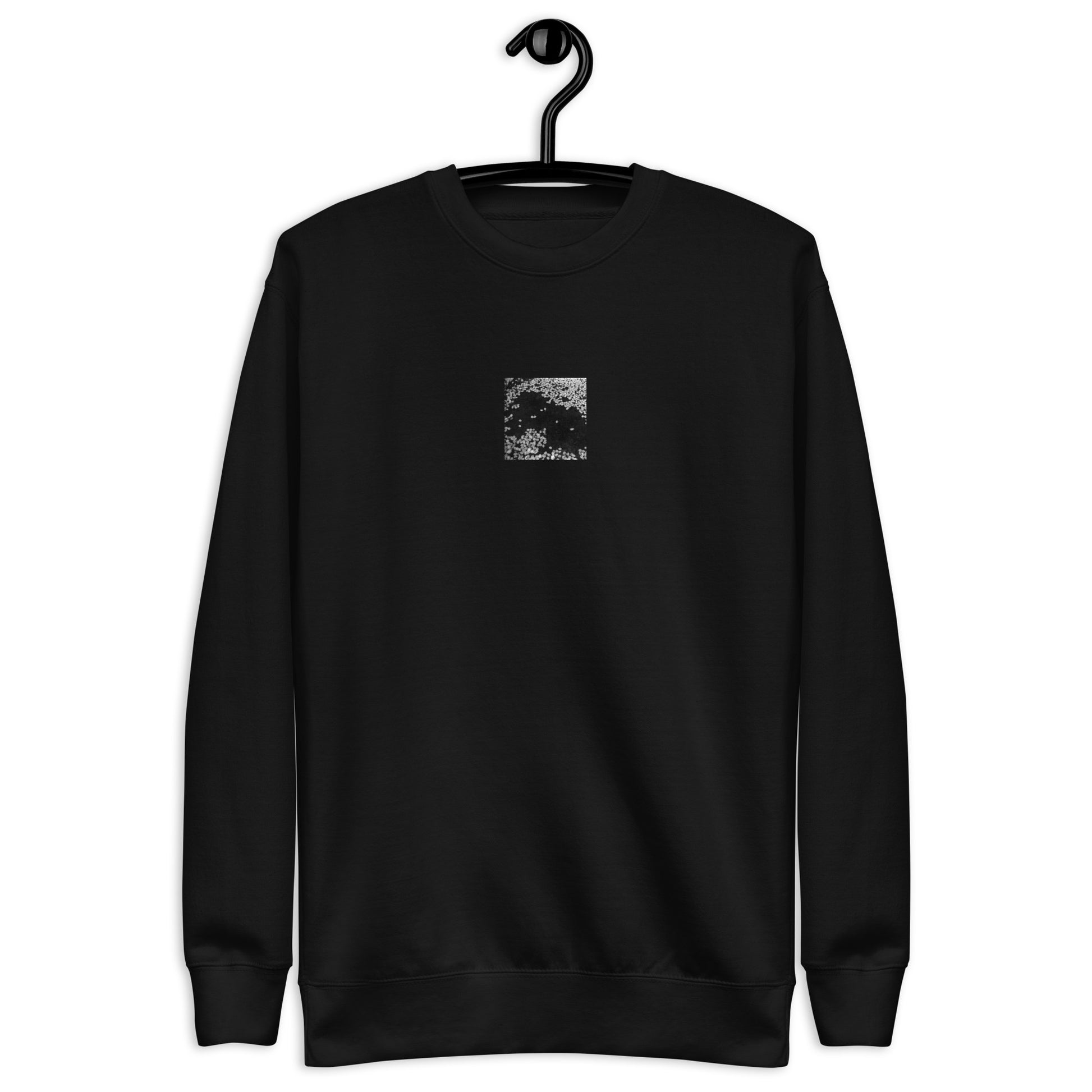 Cherry Blossoms (B&W) Art – Unisex Premium Sweatshirt, Black, Front View