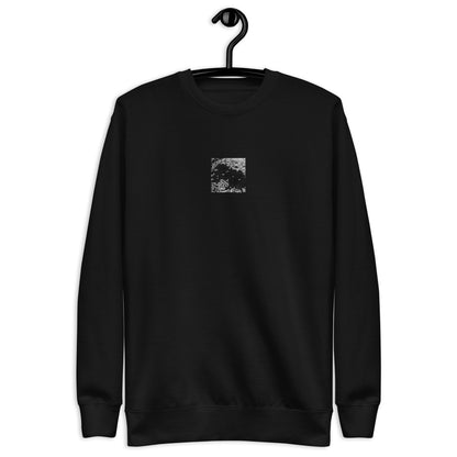 Cherry Blossoms (B&W) Art – Unisex Premium Sweatshirt, Black, Front View