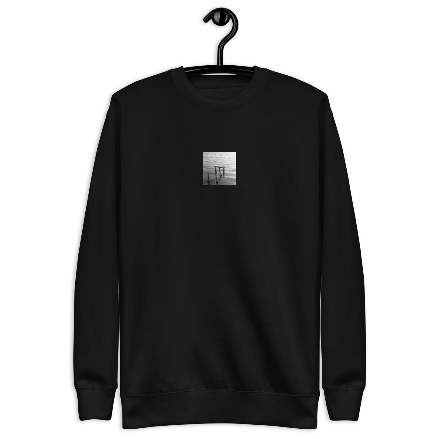 Decayed Pier (B&W) - Unisex Premium Sweatshirt, Black, Front View