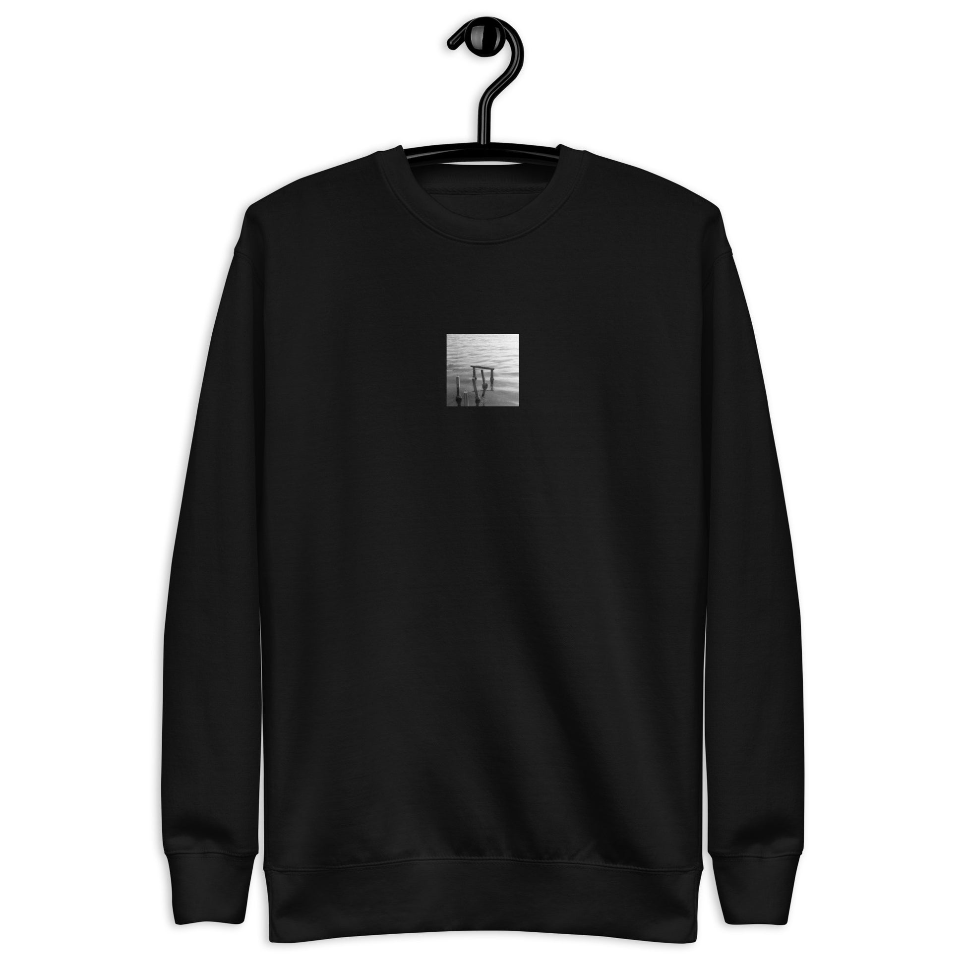 Decayed Pier (B&W) - Unisex Premium Sweatshirt, Black, Front View