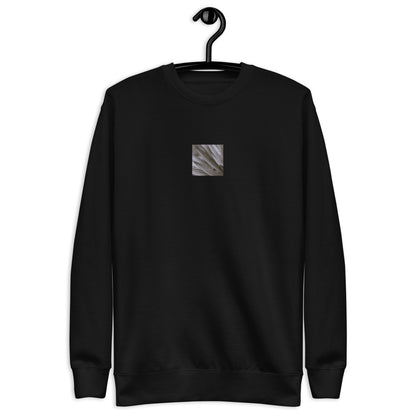 Minimalist mode style unisex black premium sweatshirt with a 'Yucca Plant' black and white photo print / モードストリート系ユニセックス・ブラック・プレミアムスウェット、フロントに「Yucca Plant（ユッカの植物）」のモノクロ写真プリント（スウェット）