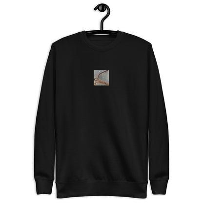 Minimalist streetwear style unisex premium sweatshirt in black featuring the 'Anchor' photo art on the front. / モードストリート系ユニセックス・プレミアム・スウェットシャツ（ブラック）フロントに「アンカー（錨）」のフォトアートを配したデザイン。