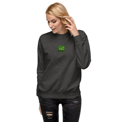 Unisex Premium Sweatshirt in Charcoal Heather – plants botanical art print, front view

