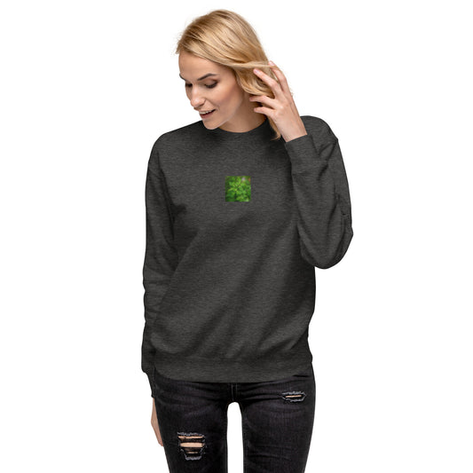 Botanical Plant Art – Unisex Premium Sweatshirt, Charcoal Heather, Front View
