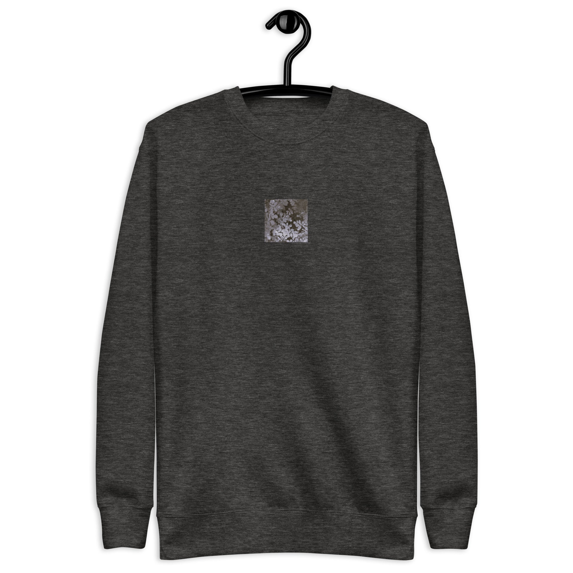 Matsukazesou Botanical B&W Art – Unisex Premium Sweatshirt, Charcoal Heather, Front View