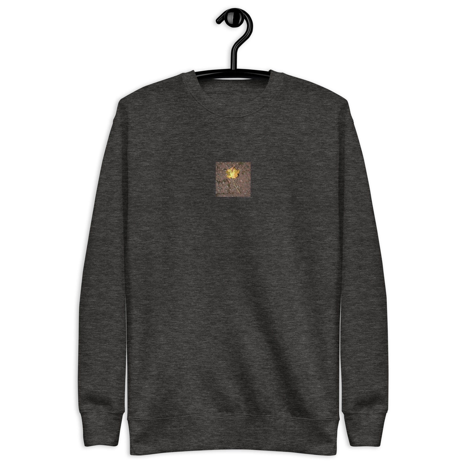 Maple Leaf Botanical Art – Unisex Premium Sweatshirt, Charcoal Heather, Front View