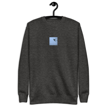 Cosmos Flower Botanical Art – Unisex Premium Sweatshirt, Charcoal Heather, Front View